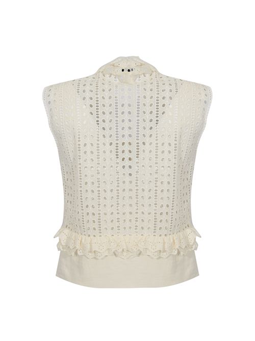 Top senza maniche in pizzo Sangallo di misto cotone e lino ALBERTA FERRETTI | U0808 16230002